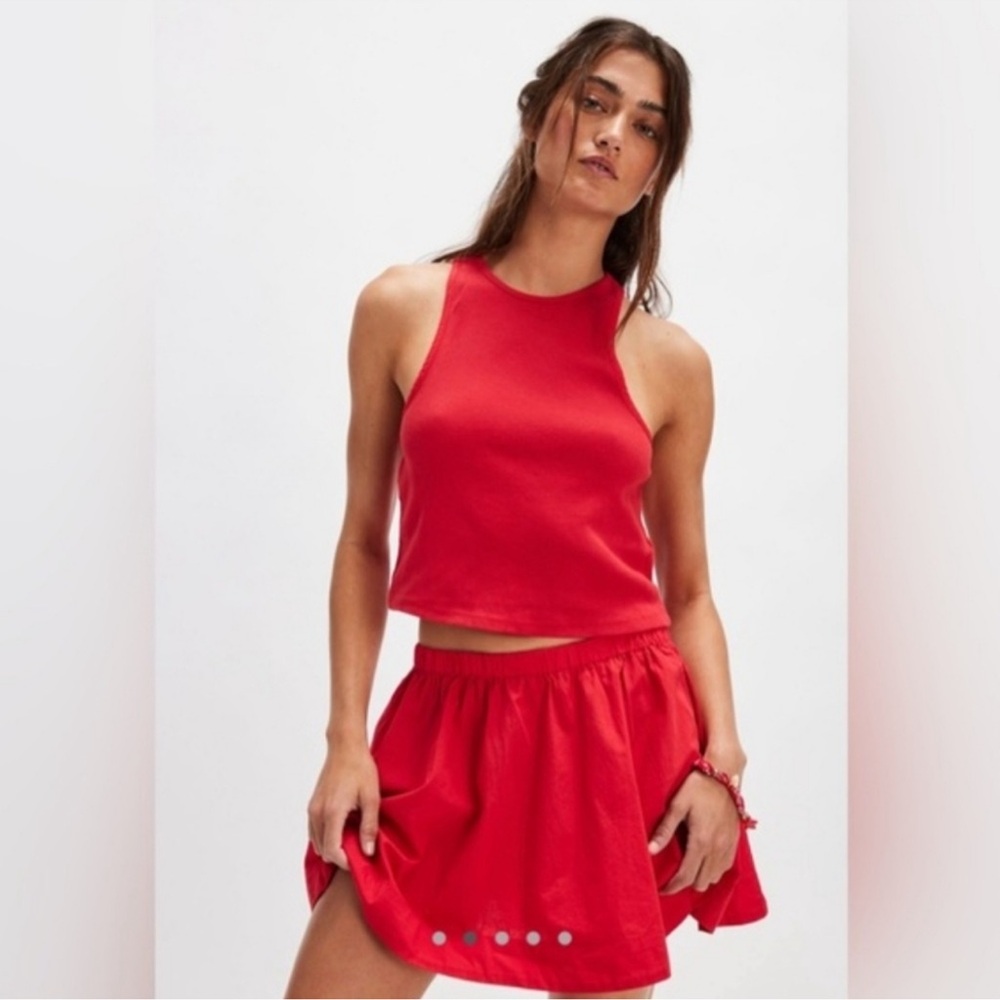 Free People Red Two-Piece Skirt Set